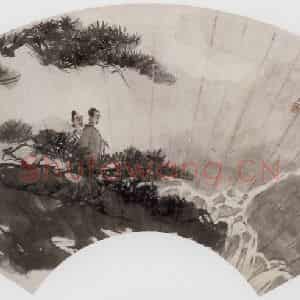 1962年 傅抱石《山水扇面》国画山水作品图片鉴赏
