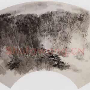 20世纪60年代 傅抱石《山水扇面》国画山水作品图片鉴赏