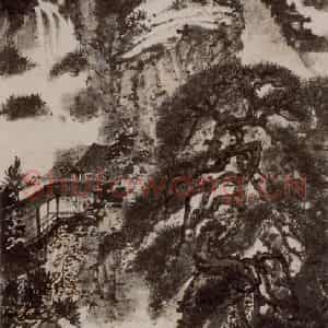 1943年 傅抱石《仿石涛山水》国画山水作品图片鉴赏