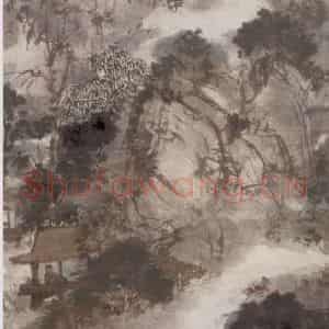 1944年 傅抱石《溪山放艇》国画山水作品图片鉴赏