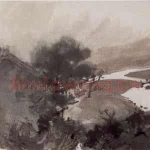 约1947年 傅抱石《山居图》国画山水作品图片鉴赏