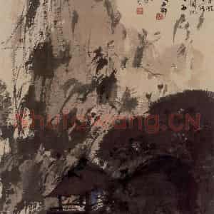 1940年代 傅抱石《冯欗洗耳听》国画山水作品图片鉴赏