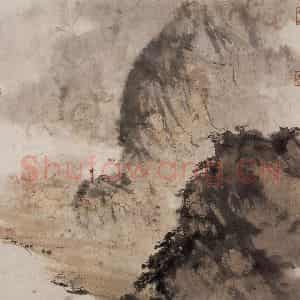 1956年 傅抱石《嘉陵景色》国画山水作品图片鉴赏