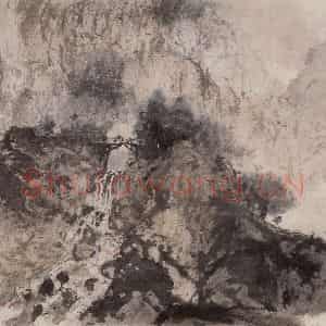 1956年 傅抱石《暮陨》国画山水作品图片鉴赏