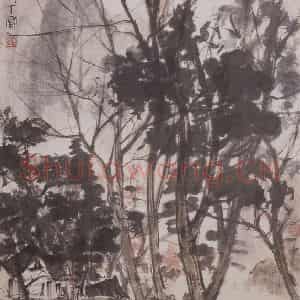 1940年代 傅抱石《高士秋林图》国画山水作品图片鉴赏