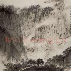 1961年 傅抱石《待细把江山图画》国画山水作品图片鉴赏