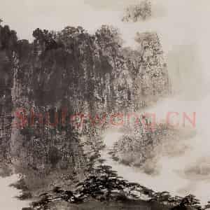 1960年代初 傅抱石《华岳松云图》国画山水作品图片鉴赏