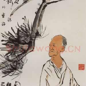 民国 吕浚《松下人物》国画综合作品图片鉴赏
