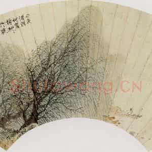 民国 贺天健《杨柳岸》国画山水作品图片鉴赏
