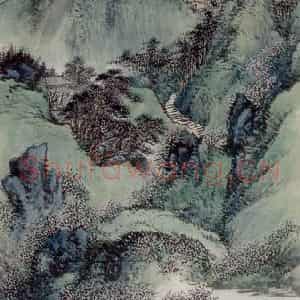 民国 胡衡《青山绿水》国画山水作品图片鉴赏