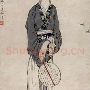 民国 徐悲鸿《落花人独立》国画人物作品图片鉴赏