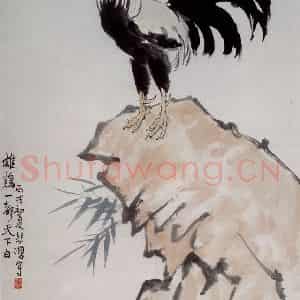 民国 徐悲鸿《雄鸡一唱天下白》国画花鸟作品图片鉴赏