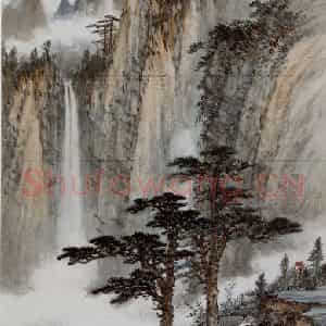 民国 黄君璧《高山流水》国画山水作品图片鉴赏