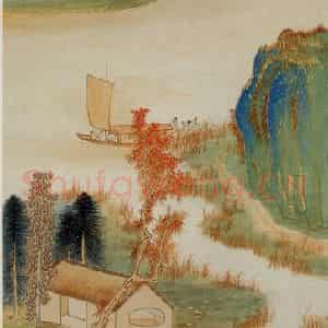 民国 张爰《金碧山水》国画山水作品图片鉴赏