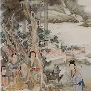 现代 谢之光《花好月圆人寿》国画综合作品图片鉴赏