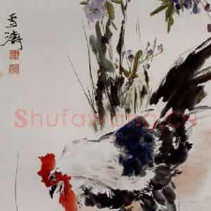 现代 王雪涛《雄鸡》国画花鸟作品图片鉴赏