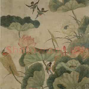 清代 蒋廷锡《荷花翠鸟》国画花鸟作品图片鉴赏