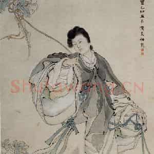 清代 任熊《麻姑献寿》国画人物作品图片鉴赏