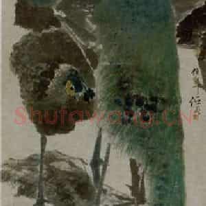 清代 任颐《牡丹孔雀》国画花鸟作品图片鉴赏