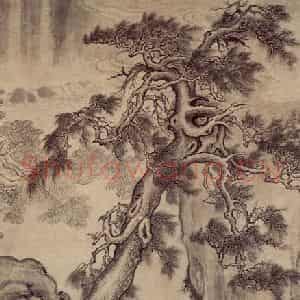 明代 项圣谟《坐听松风图轴》国画作品图片鉴赏