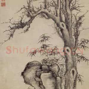 明代 项圣谟《古木竹石图轴》国画山水作品图片鉴赏