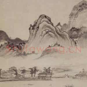 明代 项圣谟《日市图轴》国画山水作品图片鉴赏