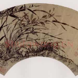 明代 项圣谟《兰竹画扇》国画花鸟作品图片鉴赏