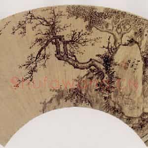明代 项圣谟《秋山昏鸦图扇》国画花鸟作品图片鉴赏