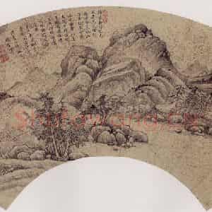 明代 项圣谟《喜归图扇》国画山水作品图片鉴赏