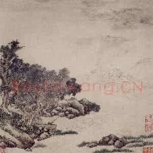 明代 项圣谟《山水兰竹图册》国画山水作品图片鉴赏