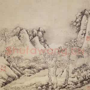 明代 项圣谟《山水兰竹图册》国画山水作品图片鉴赏