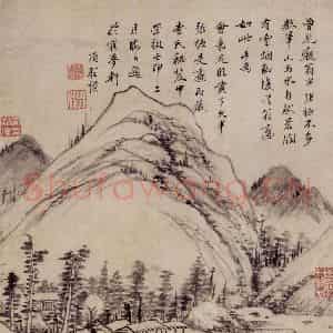 明代 项圣谟《仿黄公望山水图轴》国画山水作品图片鉴赏