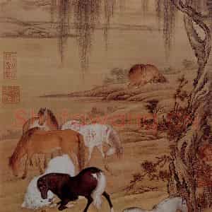 清代 朗世宁《云锦呈才图》国画作品图片鉴赏