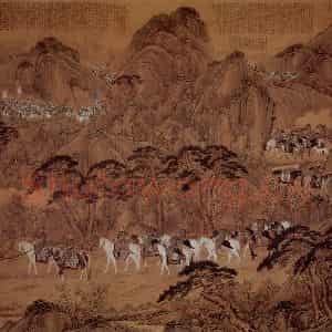 清代 朗世宁《哨鹿图》国画作品图片鉴赏