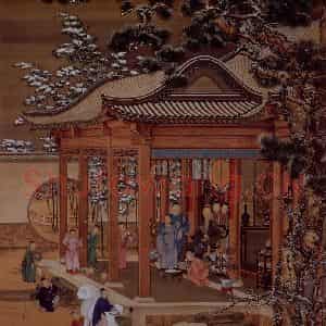 清代 朗世宁《弘历雪景行乐图》国画人物作品图片鉴赏