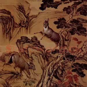 清代 朗世宁《青羊图》国画作品图片鉴赏