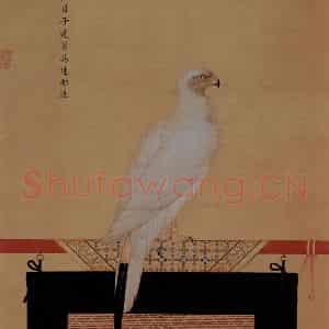 清代 朗世宁《玉花鹰图》国画花鸟作品图片鉴赏
