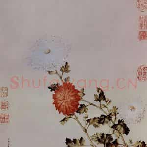 清代 朗世宁《洋菊图》国画花鸟作品图片鉴赏