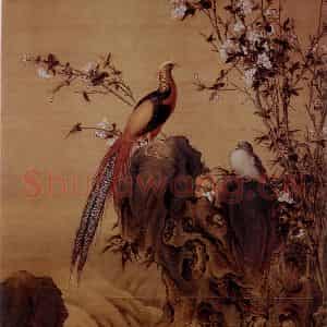 清代 朗世宁《锦春图》国画花鸟作品图片鉴赏