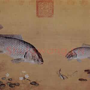 清代 朗世宁《鱼藻图》国画花鸟作品图片鉴赏