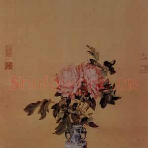 清代 朗世宁《瓶花图》国画花鸟作品图片鉴赏