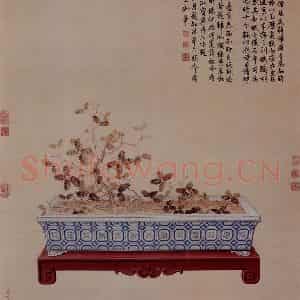 清代 朗世宁《海西知时草图》国画花鸟作品图片鉴赏