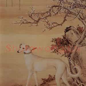 清代 朗世宁《十骏犬——霜花鹞》国画作品图片鉴赏
