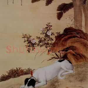 清代 朗世宁《十骏犬——蓦空鹊》国画作品图片鉴赏