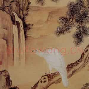 清代 朗世宁《白鹰图》国画花鸟作品图片鉴赏