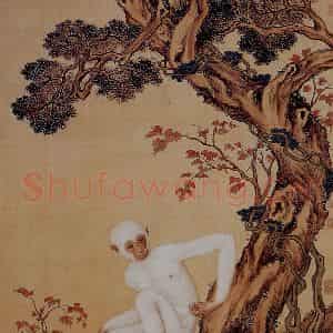 清代 朗世宁《白猿图》国画综合作品图片鉴赏