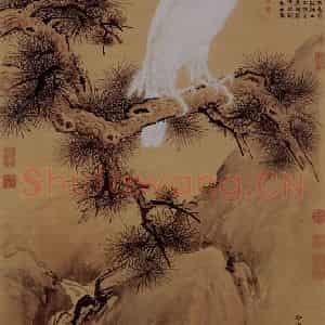 清代 朗世宁《白鹘图》国画花鸟作品图片鉴赏