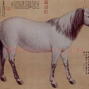 清代 朗世宁《十骏图——如意骢》国画作品图片鉴赏