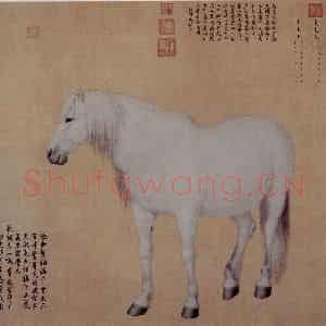 清代 朗世宁《十骏图——奔霄骢》国画作品图片鉴赏