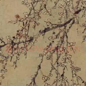 1887年 虚谷《梅花金鱼》国画花鸟作品图片鉴赏